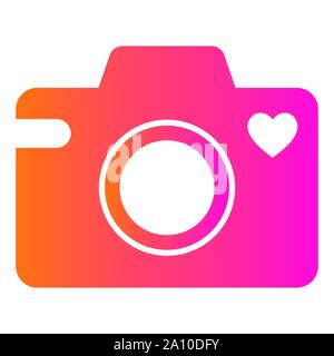 Camera icon with a heart symbol. Isolated vector illustration on white background. Stock Vector