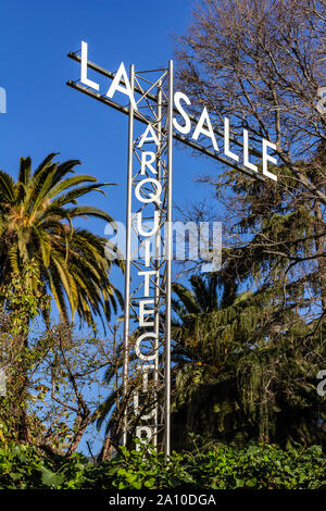Barcelona, Spain - February 26, 2019 - Sign outside of the school of architecture at La Salle University Stock Photo