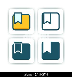 bookmark icon for mobile, web, and presentation with flat color vector illustrator Stock Vector
