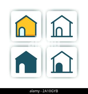 home icon for mobile, web, and presentation with flat color vector illustrator Stock Vector