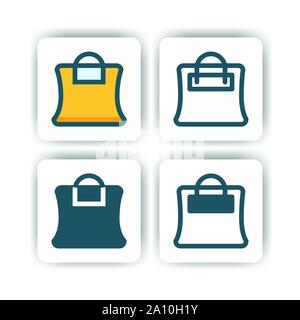 shopping bag icon for mobile, web, and presentation with flat color vector illustrator Stock Vector