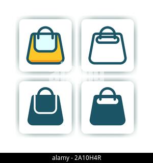 bag icon for mobile, web, and presentation with flat color vector illustrator Stock Vector