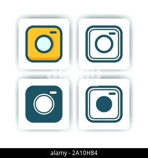 insta icon for mobile, web, and presentation with flat color vector illustrator Stock Vector