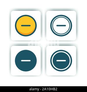 minus button icon for mobile, web, and presentation with flat color vector illustrator Stock Vector