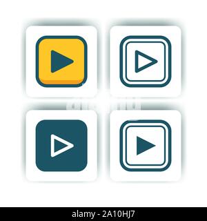 play button icon for mobile, web, and presentation with flat color vector illustrator Stock Vector