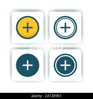 add button icon for mobile, web, and presentation with flat color vector illustrator Stock Vector