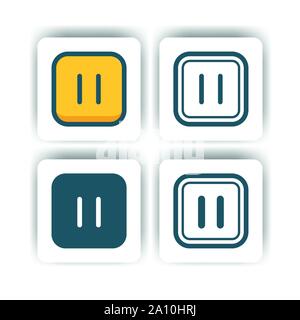 pause button icon for mobile, web, and presentation with flat color vector illustrator Stock Vector