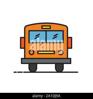 School bus thin line icon isolated on white. EPS10 Stock Vector