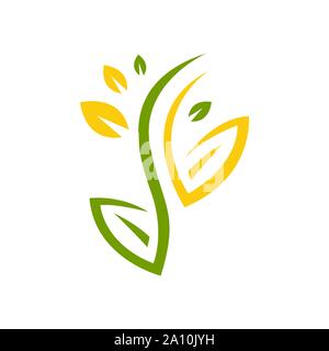 nature simple and modern growing green leaf logo design vector elements Stock Vector