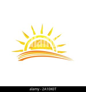 illustration a Sunshine sunset yellow sun logo design vector symbol icon Stock Vector