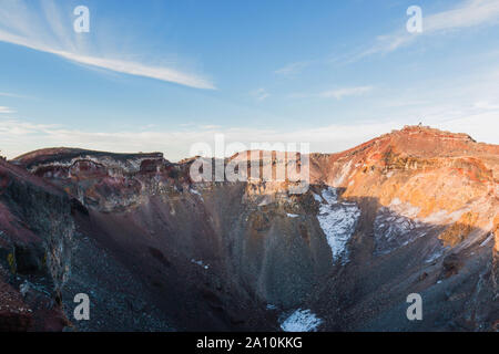 Terrain near summit crater on climbing route on Mount Fuji, a symmetrical volcano and tallest peak in Japan which is one of the most popular mountains Stock Photo