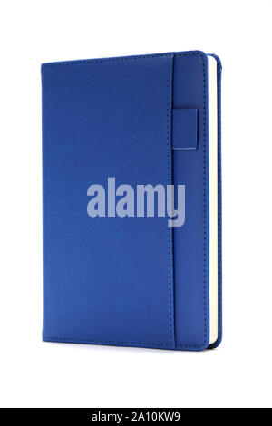 Blue diary isolated on white background Stock Photo