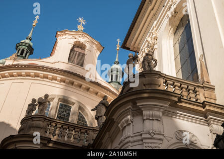 The baroque architecture exterior of Wallachian Chapel of the Assumption (Vlašská Chapel), Karlova Street, Old Town, Prague, Czech Republic. Stock Photo