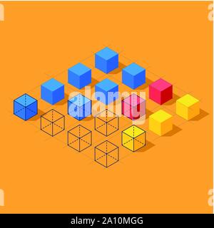 Infographics with cubes. Diamond shaped plane Stock Vector