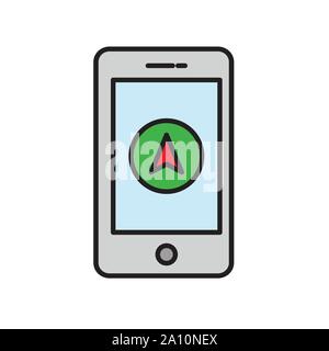 GPS navigation app glyph icon isolated on white. EPS10 Stock Vector