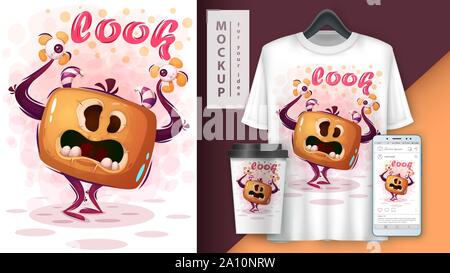 Evil monster - mockup for your idea Stock Vector