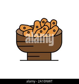 Bread in a basket glyph icon isolated on white. EPS10 Stock Vector