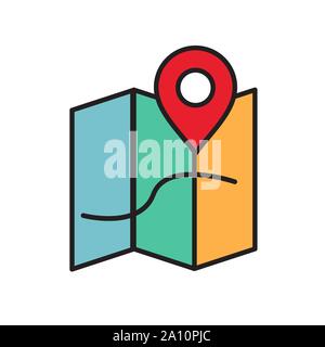 Map, traveling guide glyph icon isolated on white. EPS 10 Stock Vector