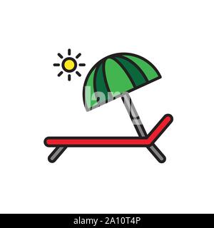 Beach bed glyph icon isolated on white. EPS10  Stock Vector