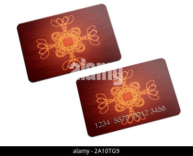 Illustration of plastic card with ornament on white background. Stock Photo