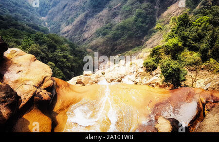 Waterfalls from Cherrapunji Plateau, the wettest place on earth, East Khasi Hils. Meghalaya, North East India. Stock Photo