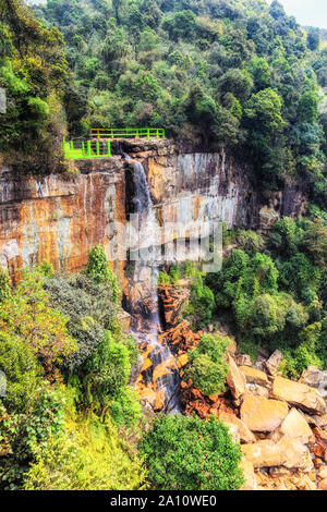 Waterfalls from Cherrapunji Plateau, the wettest place on earth, East Khasi Hils. Meghalaya, North East India. Stock Photo