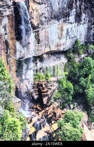 Waterfalls from Cherrapunji Plateau, the wettest place on earth, East Khasi Hils. Meghalaya, North East India. Stock Photo