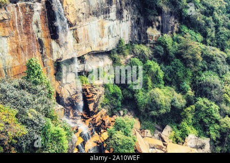 Waterfalls from Cherrapunji Plateau, the wettest place on earth, East Khasi Hils. Meghalaya, North East India. Stock Photo