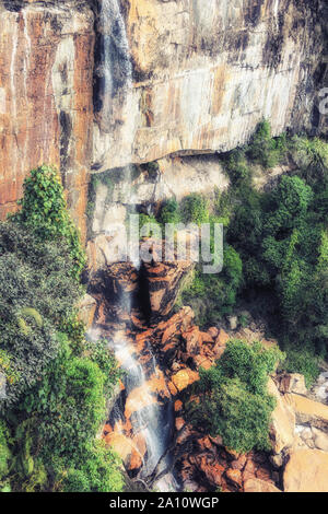 Waterfalls from Cherrapunji Plateau, the wettest place on earth, East Khasi Hils. Meghalaya, North East India. Stock Photo