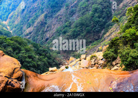 Waterfalls from Cherrapunji Plateau, the wettest place on earth, East Khasi Hils. Meghalaya, North East India. Stock Photo