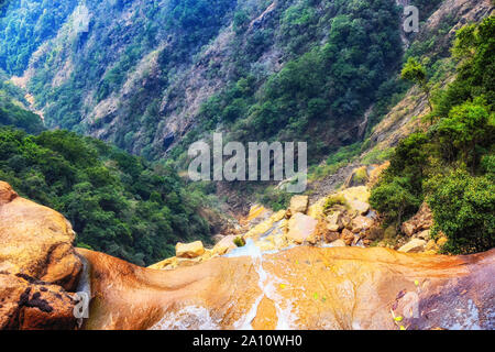 Waterfalls from Cherrapunji Plateau, the wettest place on earth, East Khasi Hils. Meghalaya, North East India. Stock Photo