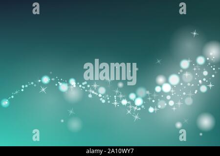 Curve line on blue background. Particles with glow effect. Vector illustration. Stock Vector