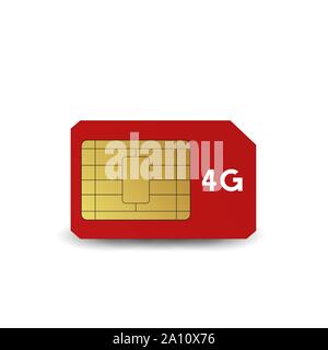 4G SIM card. Vector illustration. Mobile networks and telecommunications. Stock Vector