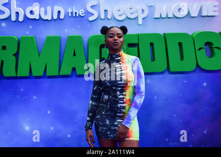 Nadia Rose attend the Shaun the Sheep Movie: Farmageddon, at ODEON LUXE on 22 September 2019, London, UK. Credit: Picture Capital/Alamy Live News Stock Photo