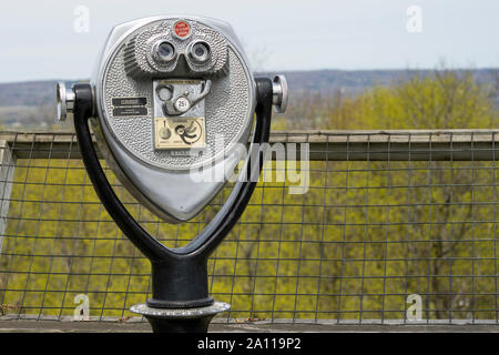 A Coin Operated Tower Optical Viewer on the Observation Deck of Utica Zoo Stock Photo