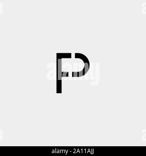 Letter P FP Monogram Logo Design Minimal Stock Vector