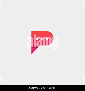 Initial P Chat Logo Design Vector Illustration Stock Vector