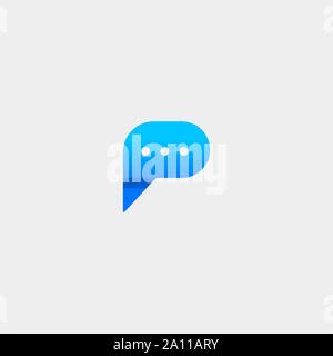 Initial P Chat Logo Design Vector Illustration Stock Vector