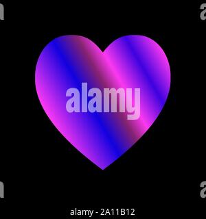 Gradient purple and pink heart on black background. Colorful heart image can be printed on textile, wallpaper, wrapping paper, greeting cards. Vector Illustration. EPS10 Stock Vector