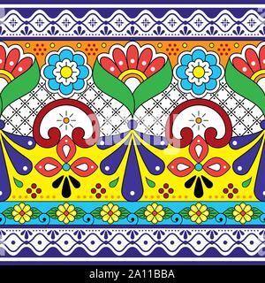 Mexican Talavera pottery vector seamless pattern, repetitive background inspired by traditional ceramics design from Mexico Stock Vector