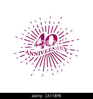 Congratulatory inscription for the anniversary of 40 years. Flat design. Stock Vector