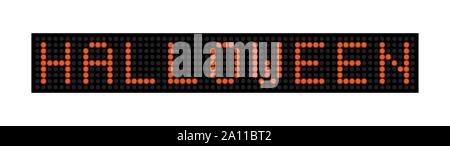 Led display with the inscription HALLOWEEN for design and decoration of congratulations Stock Vector