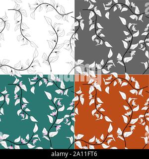 Vector template set. Summer garden art. Seamless vector texture. Set floral illustration. Floral botanical flower. Seamless floral wallpaper Stock Vector