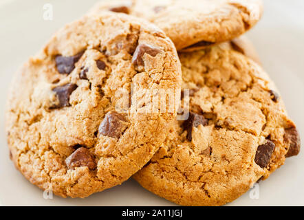 Chocolate chip cookies, close up Stock Photo