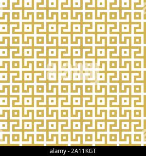 Abstract seamless maze pattern. Geometric golden and white background design. Vector illustration Stock Vector