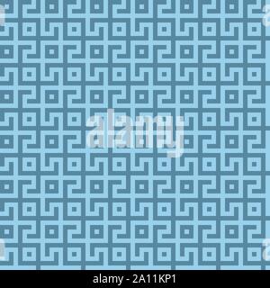 Abstract seamless maze pattern. Geometric blue background design. Vector illustration Stock Vector