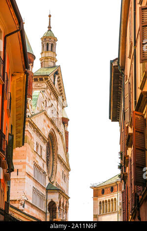 View on the Cathedral in Cremona with historic architectures in Cremona, Italy on a sunny day. Stock Photo