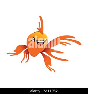 Happy Orange Goldfish Vector Illustration Graphic Logo Design Template Stock Vector