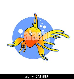 Smile Yellow Goldfish Vector Illustration Graphic Logo Design Template Stock Vector