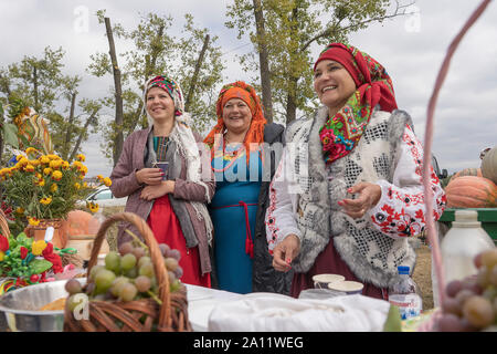 Slavuta, Ukraine - september 22, 2019 : Ukrainian women in national costumes take part in the Ethno-eco festival Kolodar in city Slavuta, Ukraine Stock Photo